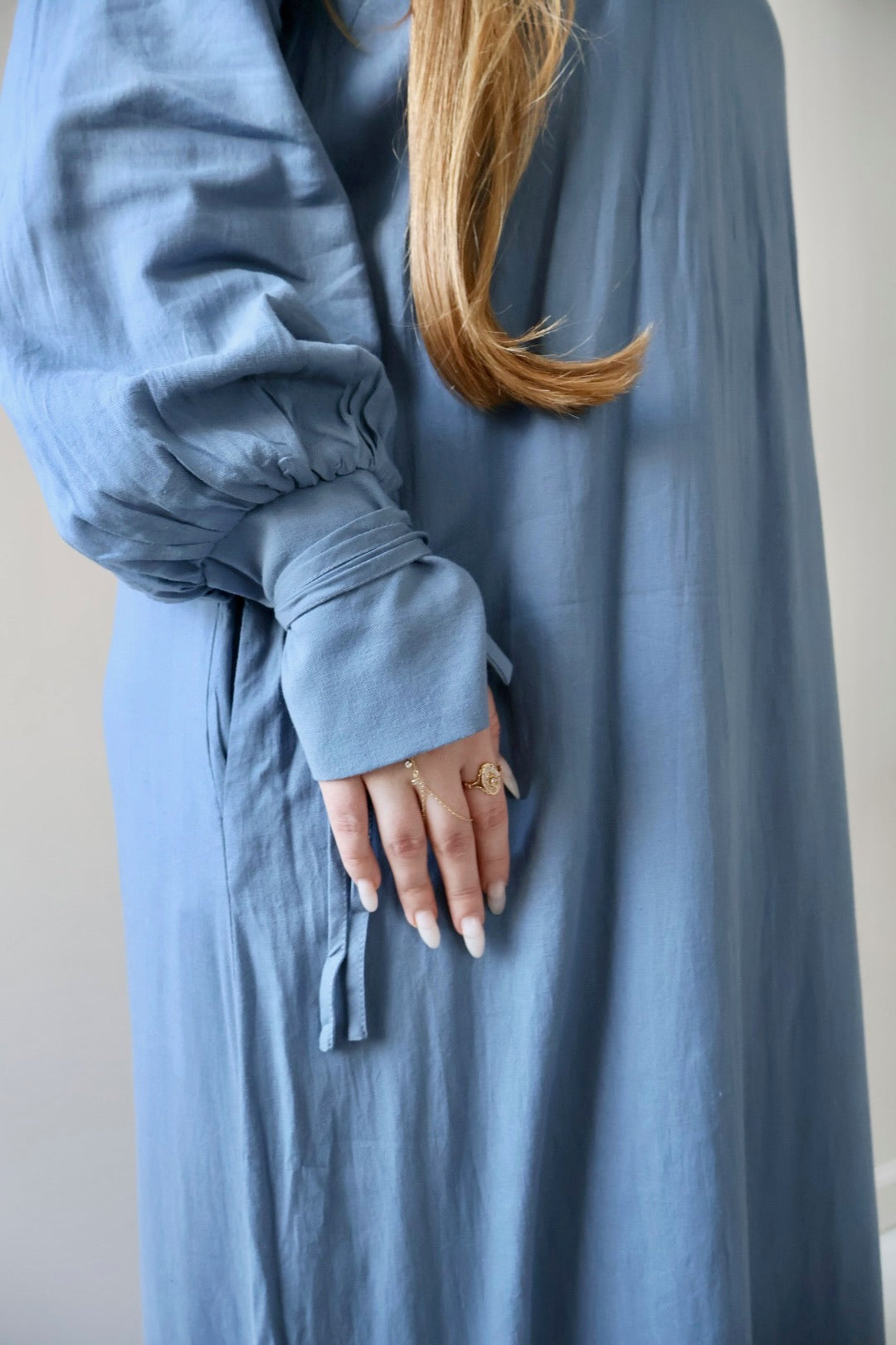 Linen Blend Abaya | Denim